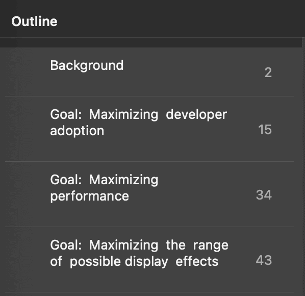 screenshot of the PDF's table of contents